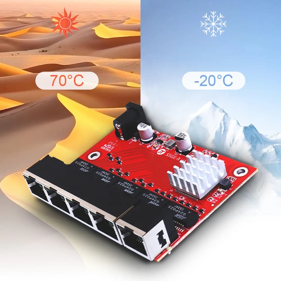 5-Port Gigabit Network Switch | 1000 Mbps PCBA Board | 5-12V Power Supply - Thumbnail 4