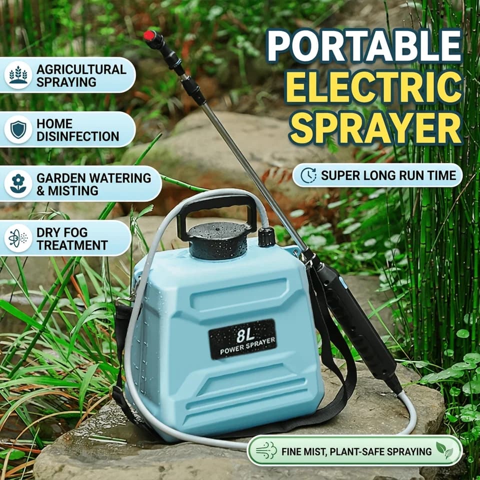 8L Battery Knapsack Sprayer | USB Rechargeable Handle | Portable Electric Sprayer - Thumbnail 3
