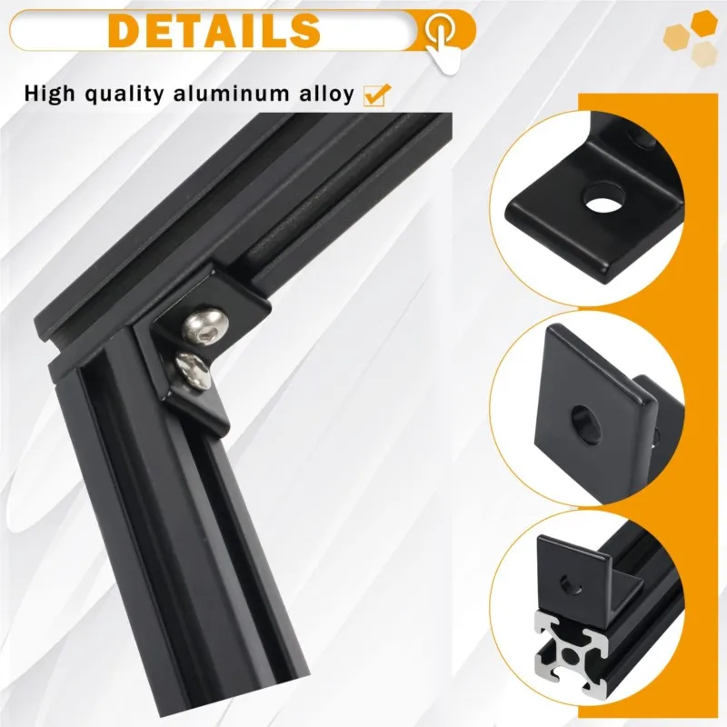 L Brackets | Black Aluminium Profile Connectors | 2020-4080 Angle Fitting - Thumbnail 4