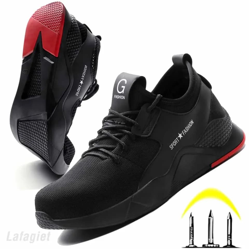 Mens Safety Work Shoes | Steel Toe Lightweight Breathable | Anti-smashing Industrial Footwear - Thumbnail 2