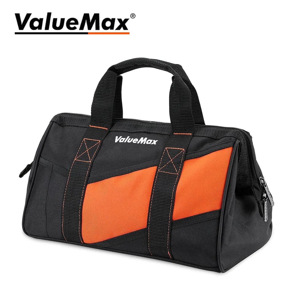 ValueMax 13-Inch Tool Bag | Wide Mouth Organiser | Heavy Duty Orange Tote - Thumbnail 2