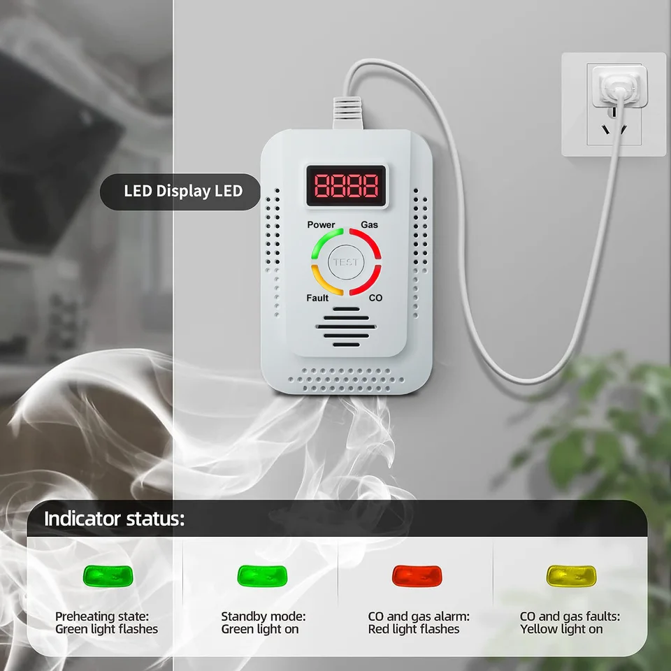 Carbon Monoxide Detector & Gas Leak Monitor | CO, LPG, Methane | Kitchen Safety - Thumbnail 3