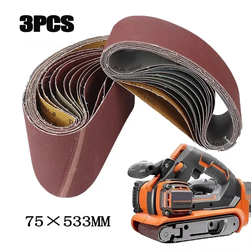 3PC 75x533mm Sanding Belts | 80-400 Grit for 3x21'' Sanders | Wood & Metal - Thumbnail 4