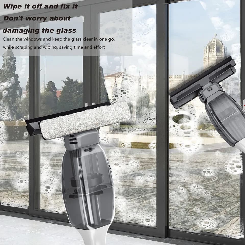 Cordless Window Cleaning Kit | USB Rechargeable Glass Washer | Handheld Vacuum Mop - Thumbnail 6