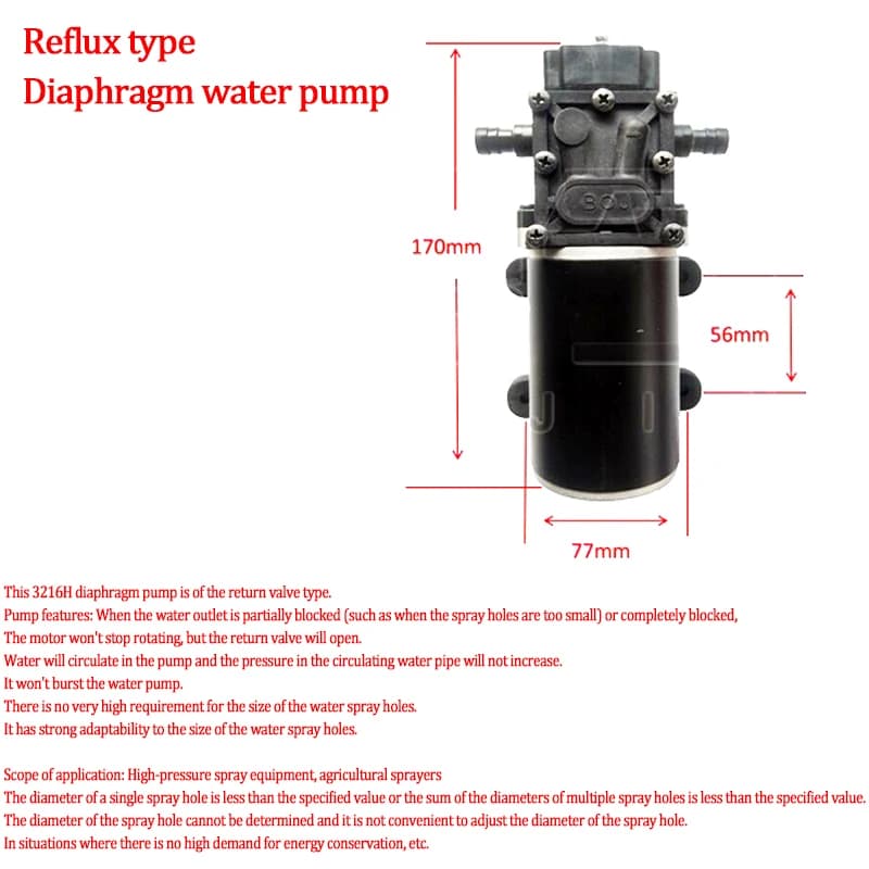 3216H Condensate Pump | 12V/24V 120W | 7-8L/min Reflux Diaphragm - Thumbnail 4
