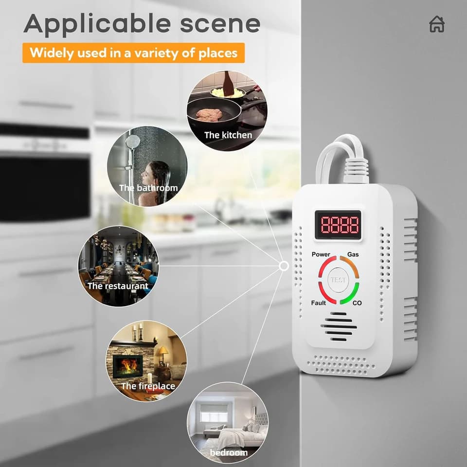 Carbon Monoxide Detector & Gas Leak Monitor | CO, LPG, Methane | Kitchen Safety - Thumbnail 4