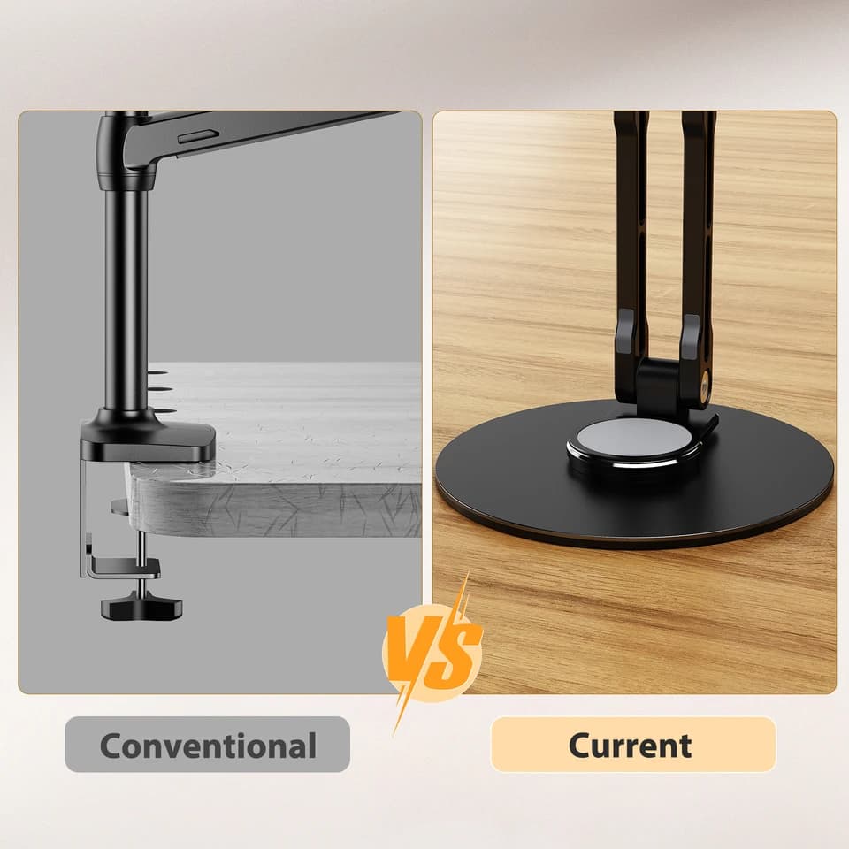 VESA Monitor Stand | Lay Flat Portable Display Arm | 75mm Mount - Thumbnail 5