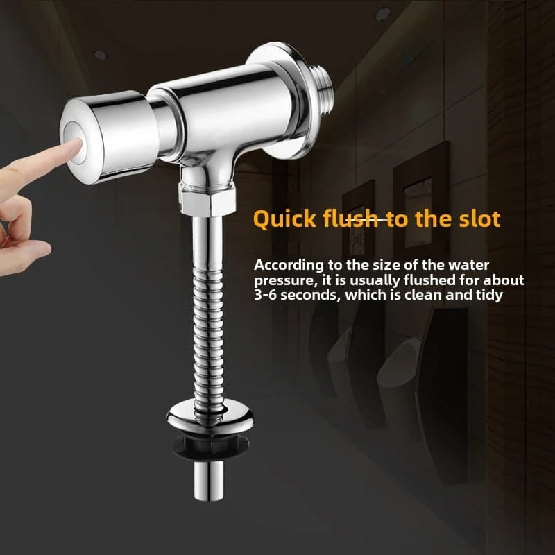 Toilet Valve Flush | Self-Closing Brass Urinal | Delay Action Hand Press - Thumbnail 4
