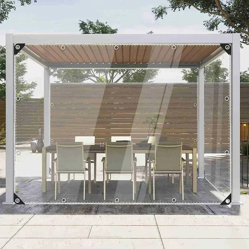 Clear PVC Tarpaulin | Windproof & Waterproof | Balcony & Fence Screen - Thumbnail 5