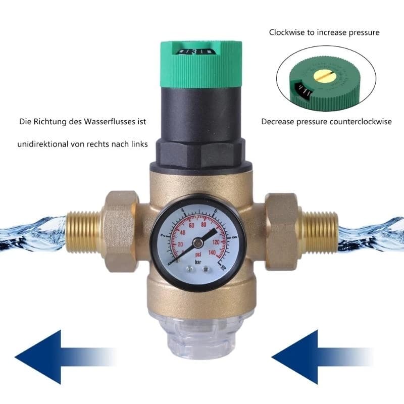 31GJ Hot Water Pressure Reducing Valve | DN15/DN20 Brass | With Gauge & Filter - Thumbnail 3