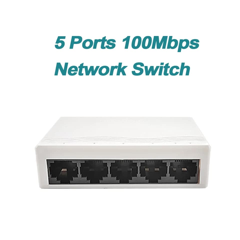5-Port Network Switch | 10/100Mbps Ethernet Splitter | Desktop RJ45 Hub - Thumbnail 2
