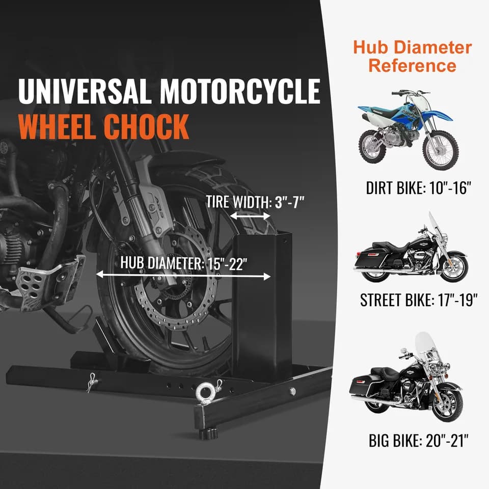 Heavy-Duty Motorcycle Wheel Chocks | 1800 lb Capacity | Adjustable Steel Stand - Thumbnail 2