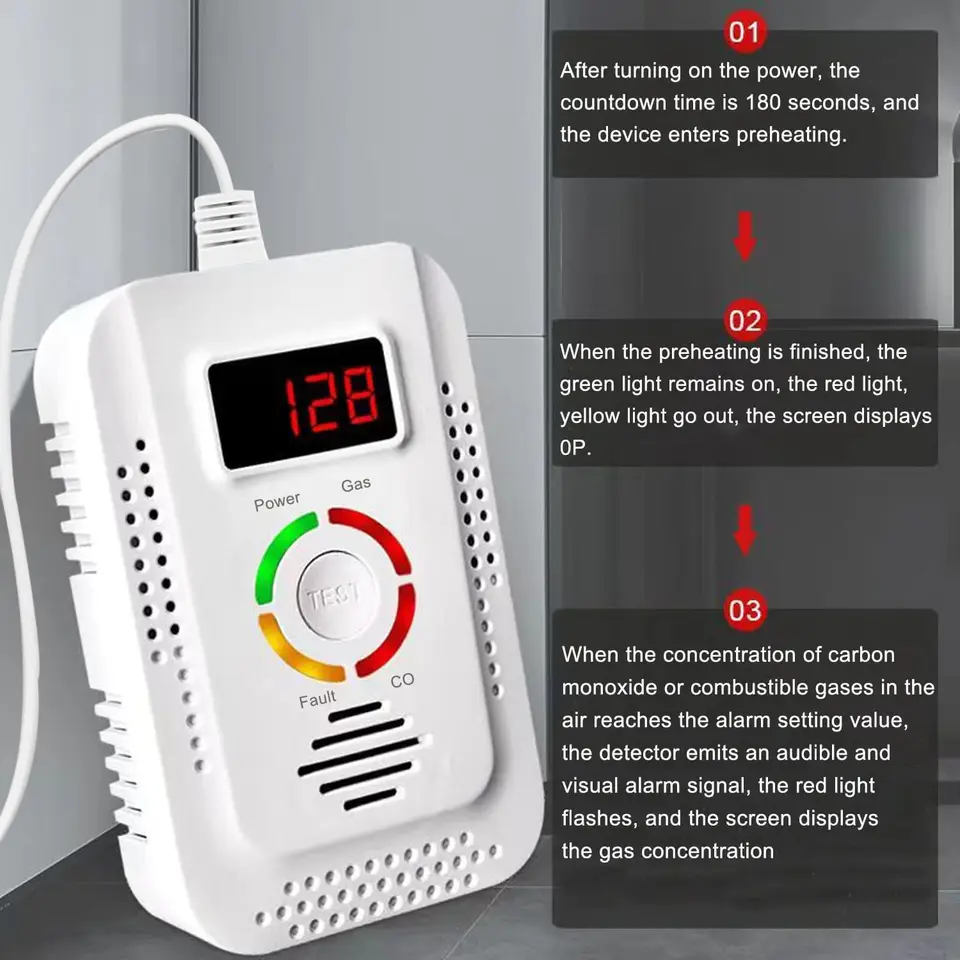 Carbon Monoxide Detector & Gas Leak Monitor | CO, LPG, Methane | Kitchen Safety - Thumbnail 5