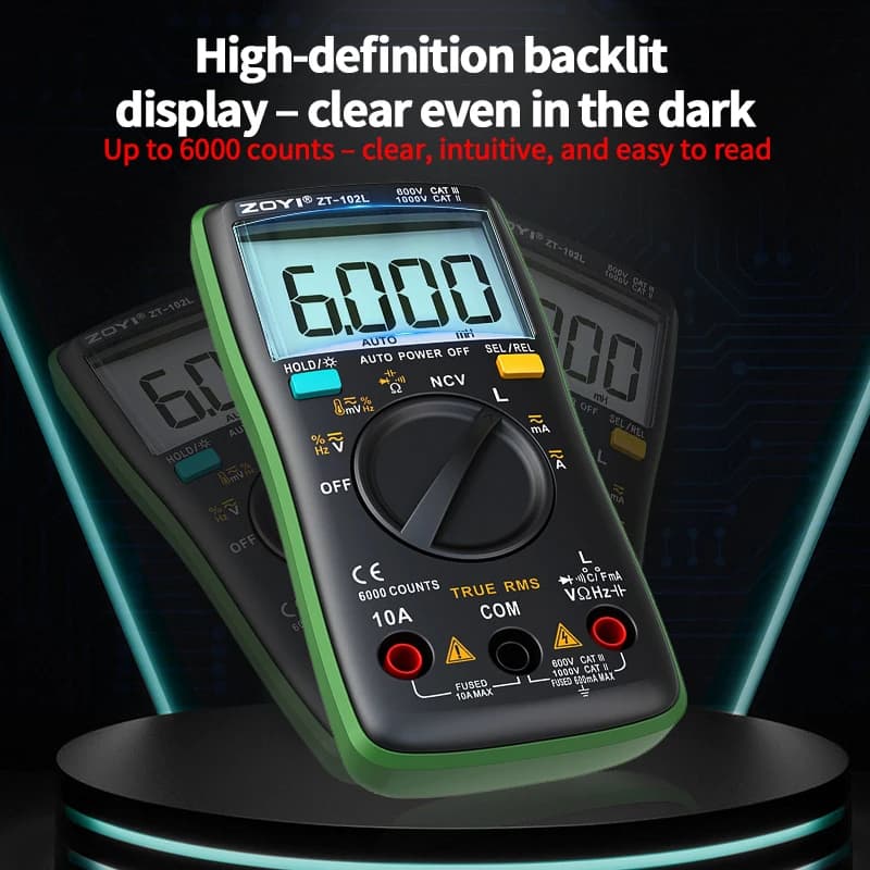 ZT-102L Multimeter | 60H Inductance & Capacitance | Temperature & NCV - Thumbnail 4
