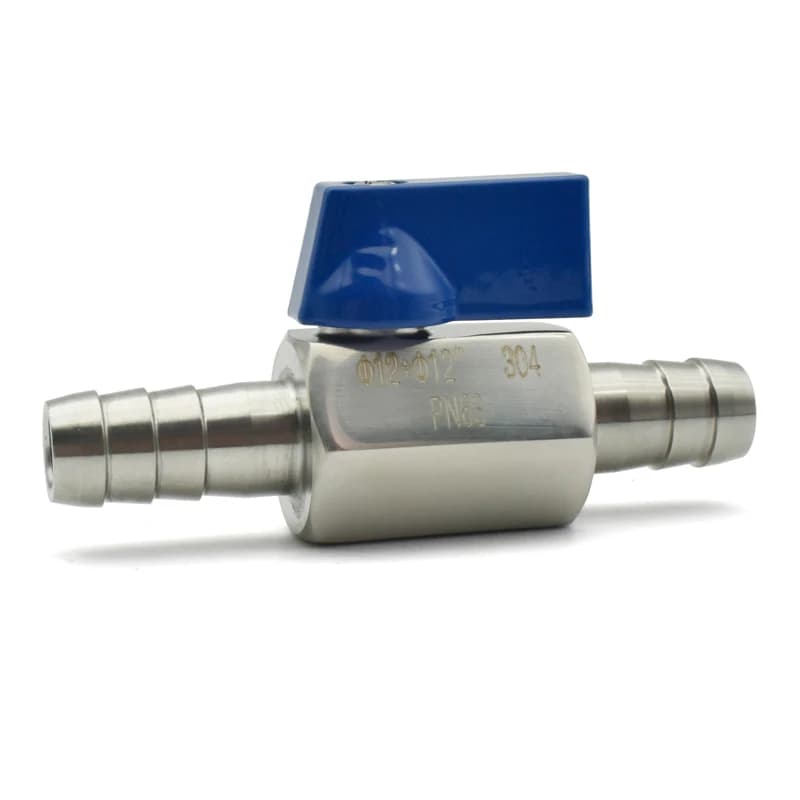 Hose Barb Mini Ball Valve Gate | 304 Stainless Steel | Gas Water Oil - Thumbnail 6