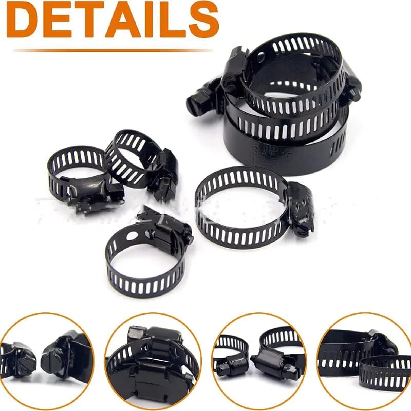 60pc Jubilee Clips Kit | Adjustable 6-38mm Stainless Steel | Worm Gear Hose Clamps - Thumbnail 2