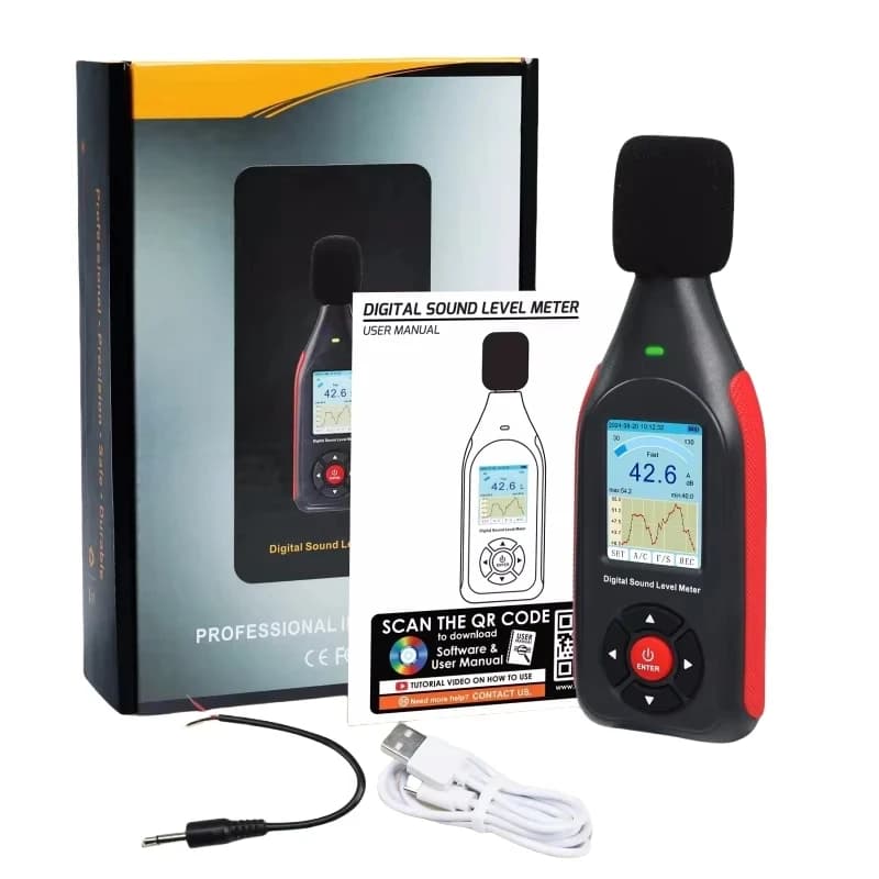 Sound Level Meter Datalogger | 43000 Data Set | 30-130dB Range, Visual Alarm - Thumbnail 2