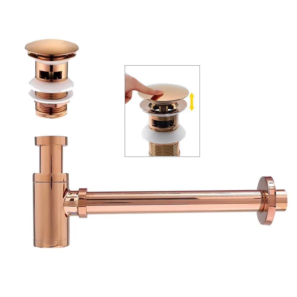 Rose Gold Kitchen Sink Bottle Trap | Pop-Up Waste & Deodorising Drain | Basin Siphon Kit - Thumbnail 4