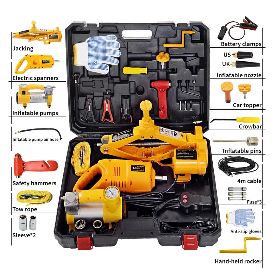 3 Ton Scissor Jack Kit | 12V Electric with Impact Wrench | Auto Lift Repair - Thumbnail 3