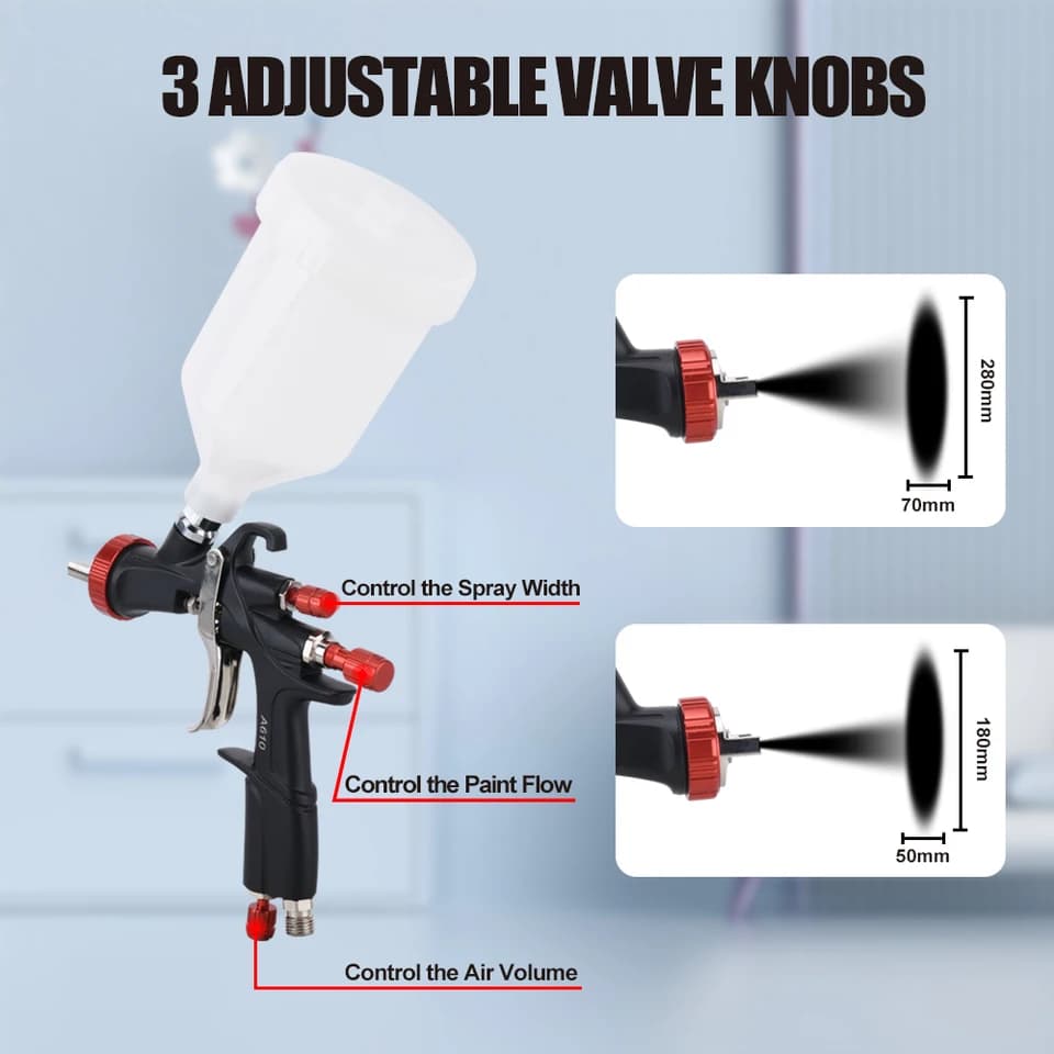 AEROPRO A610 LVLP Paint Sprayer Kit | 1.3-2.0mm Nozzles | Car & Industrial Use - Thumbnail 6