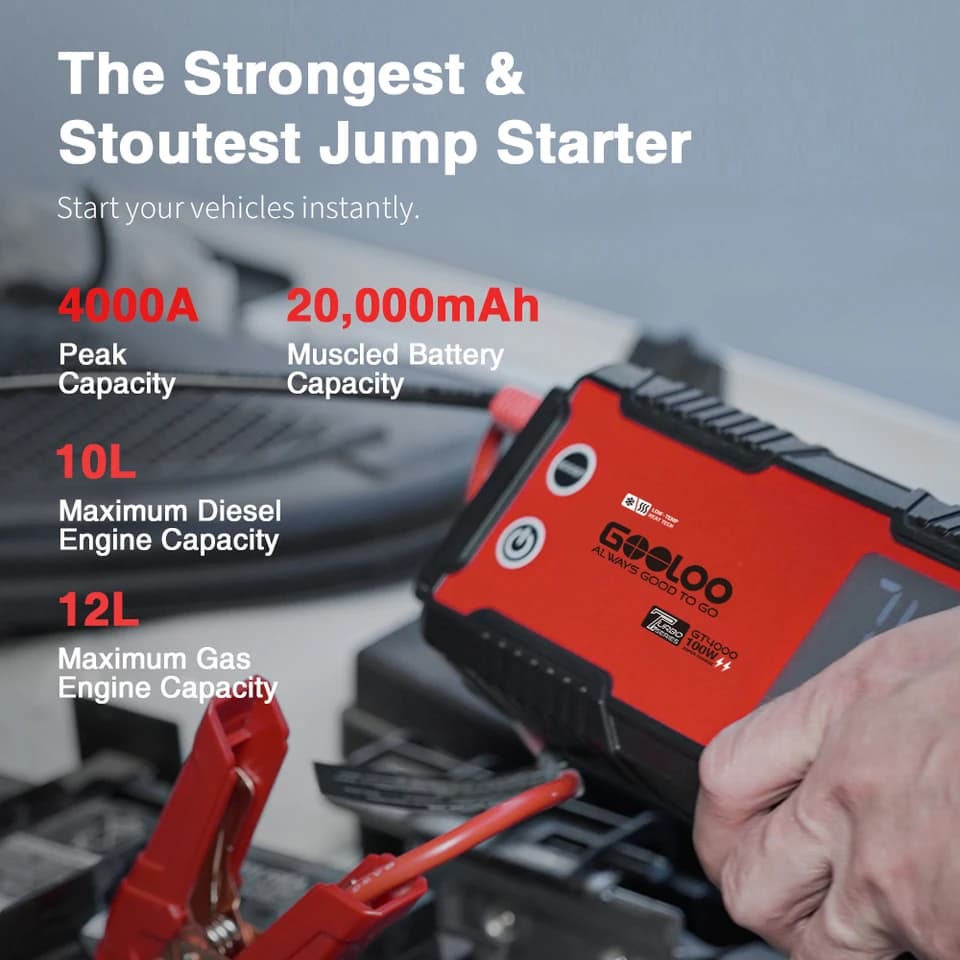 Heavy-Duty Remote Car Starter | 4000A Peak Current | 20000mAh Jump Box - Thumbnail 2