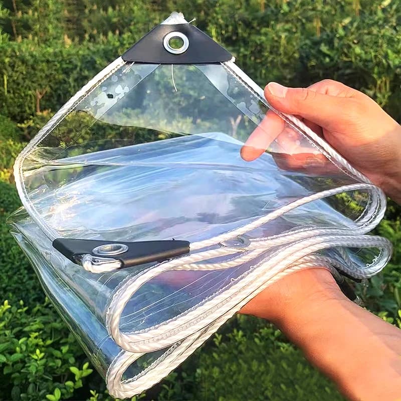 Clear PVC Tarpaulin | 0.35/0.55mm Heavy Duty | Garden & Balcony Rain Cover - Thumbnail 3