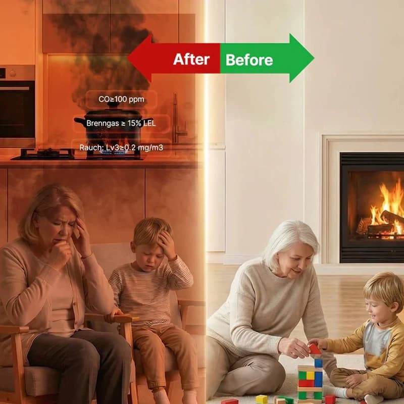 5-in-1 Smart Air Quality Smoke Detector | CO, Temp & Humidity | Plug-in LCD Display - Thumbnail 4