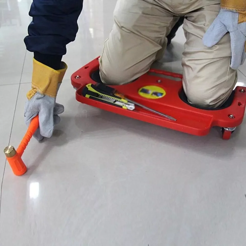 Rolling Knee Pad Work Trousers Platform | 5-Wheel Padded Creeper | Floor Tiling Tool - Thumbnail 4