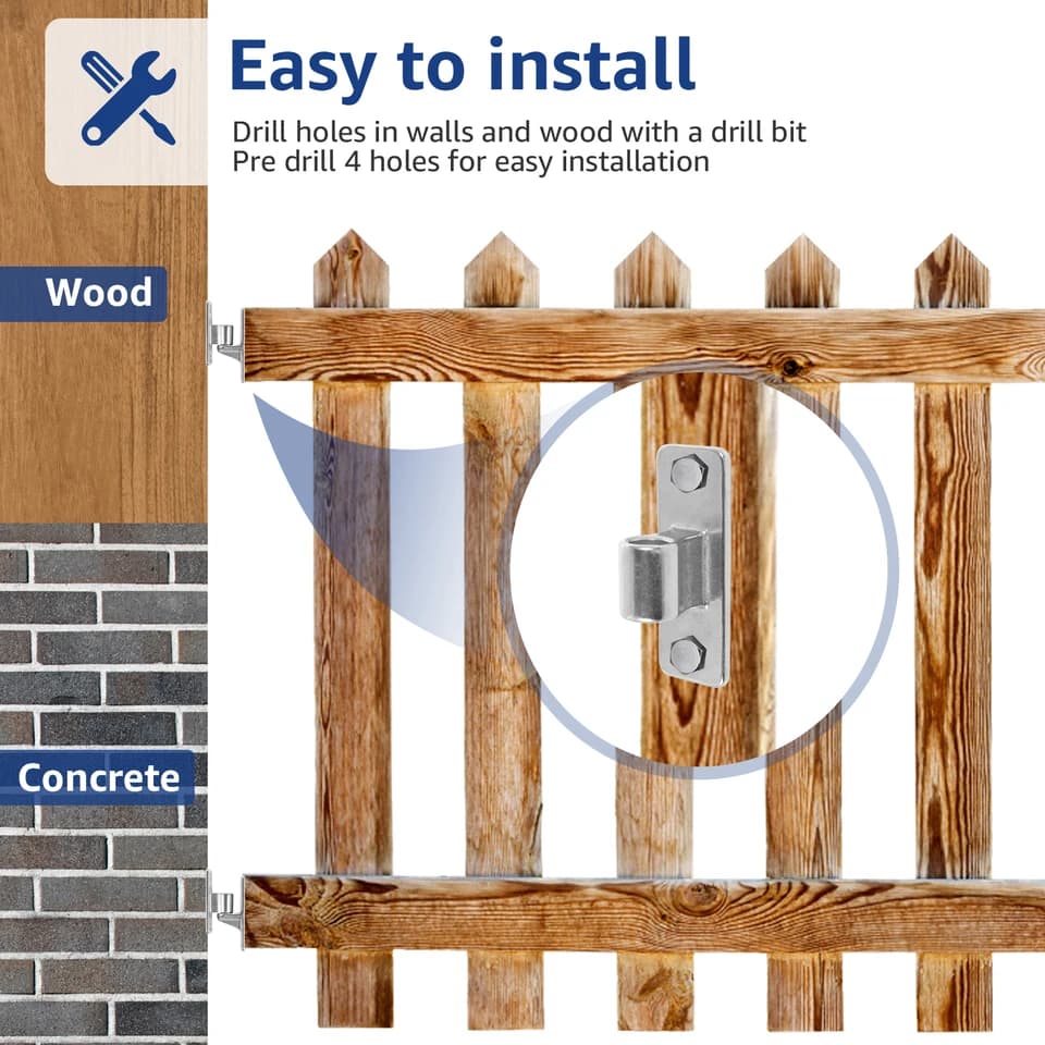 Heavy Duty Gate Hinges | 600lbs Capacity | Stainless Steel Wall Mount - Thumbnail 6