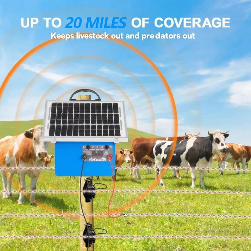 Solar Electric Fence Charger | 0.5J Energizer for Livestock | No Battery Needed - Thumbnail 4