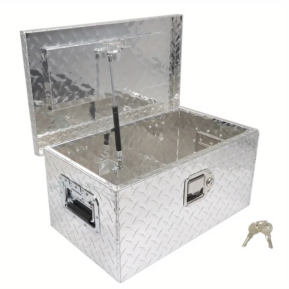 Aluminum Tool Box | 20 Inch Diamond Plate Design | Lockable Security with Key