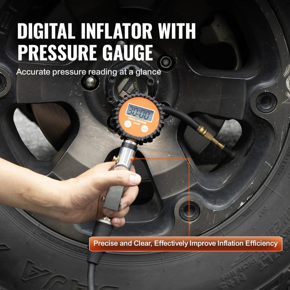 12V Digital Tyre Pressure Gauge Inflator | Heavy Duty Portable Air Compressor - Thumbnail 4