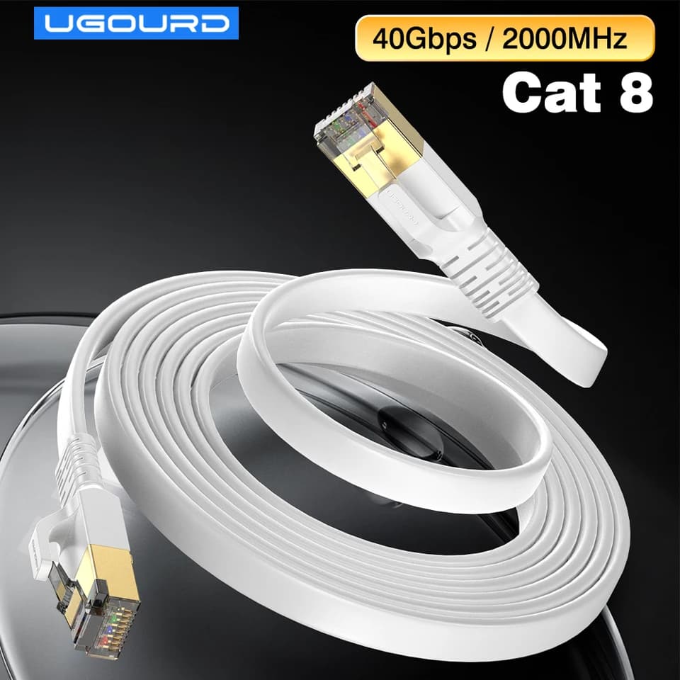 Cat8 Ethernet Cable | Flat 40Gbps Shielded LAN | Pure Copper High-Speed Internet - Thumbnail 2