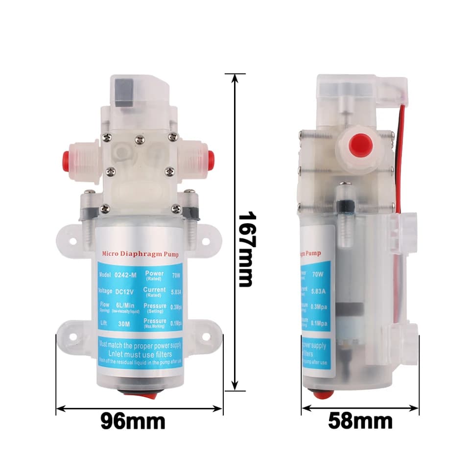 Condensate Pump 70/80W | Sanitary Self-Priming DC 12V | Food Grade Alcohol/Water - Thumbnail 3