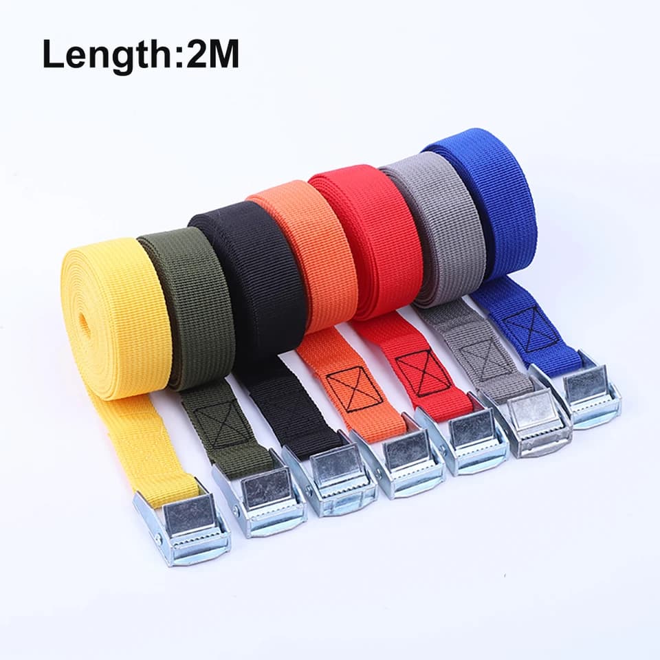 2M Ratchet Tie-Down Straps | Metal Buckle Cargo Belt | Luggage & Motorcycle Securement - Thumbnail 2