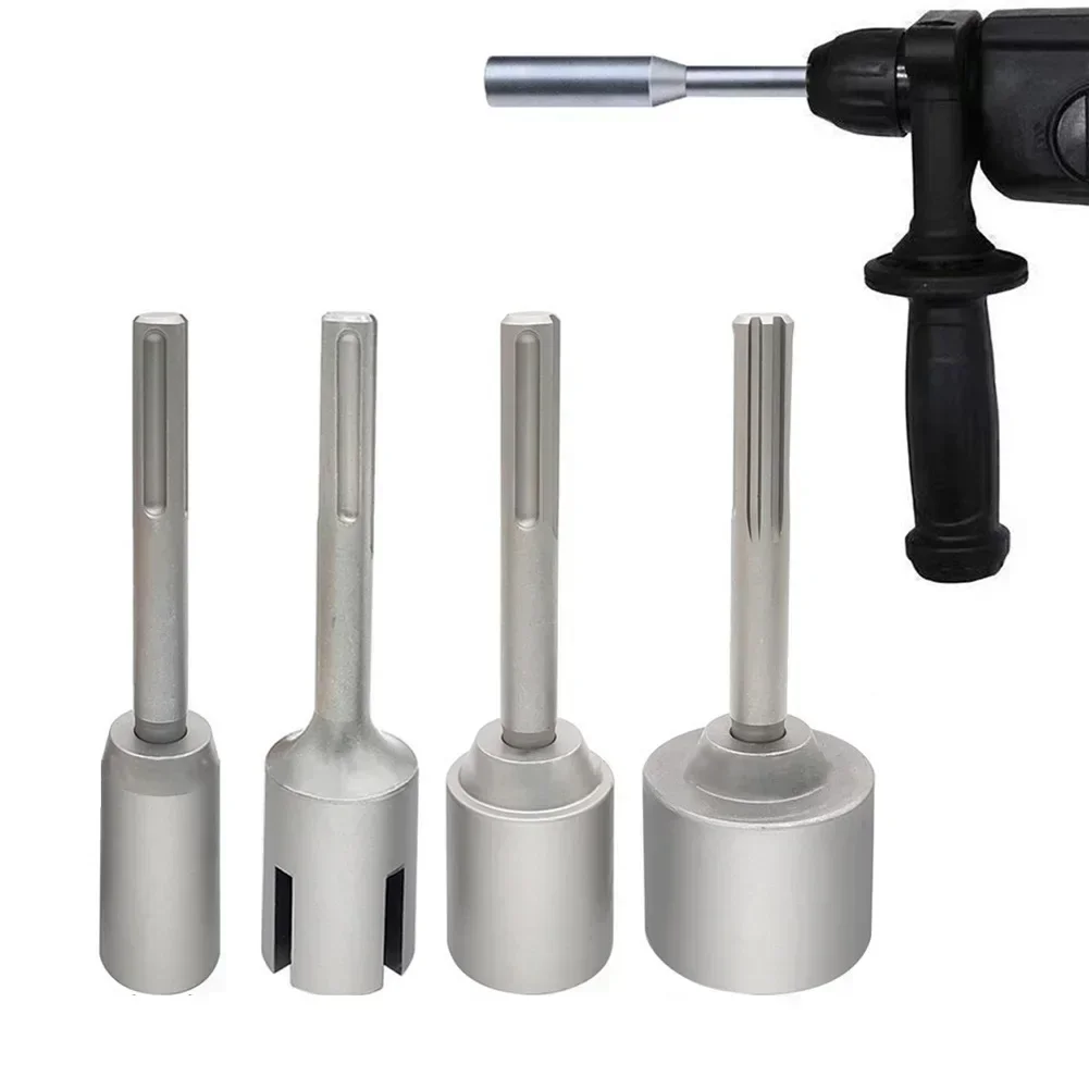 Set of SDS MAX ground rod driver bits in diameters 30mm to 60mm, made from alloy steel for use with driving hammers and piling tools.