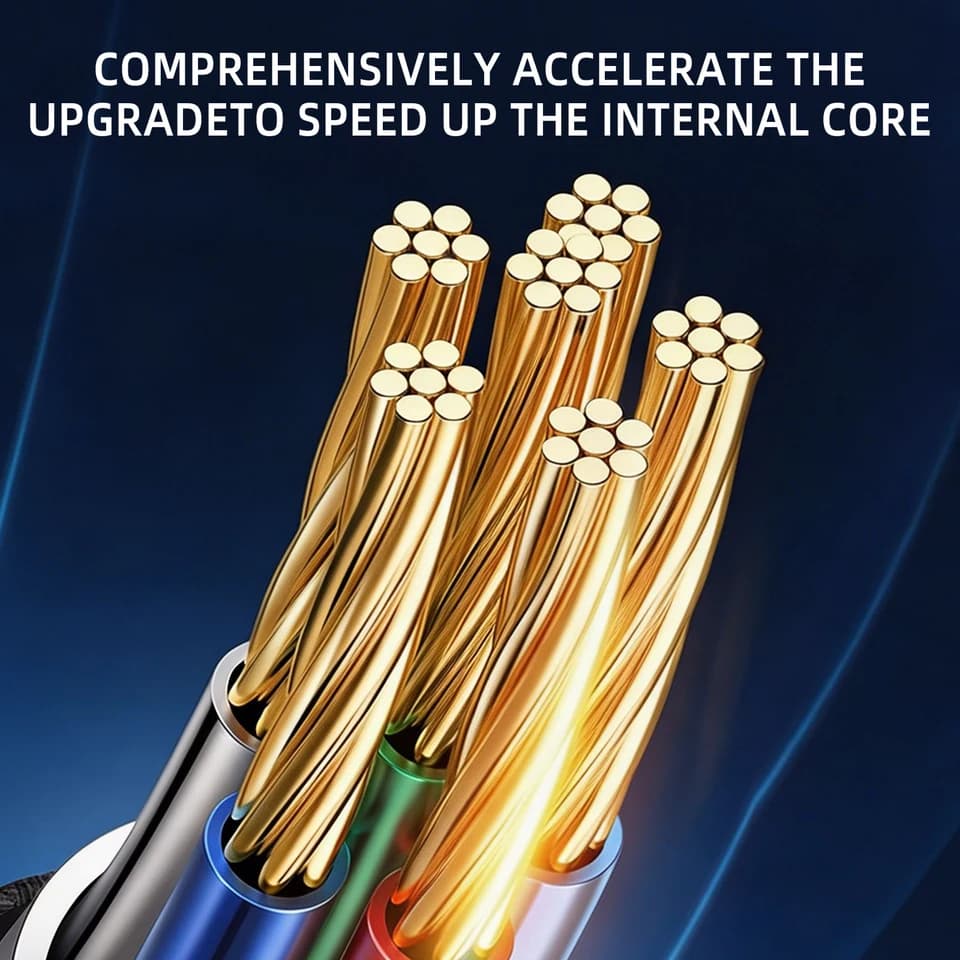 Cat8 Ethernet Cable | 90-Degree Flat RJ45 40Gbps 2000MHz | Router PC PS4 TV Laptop - Thumbnail 3