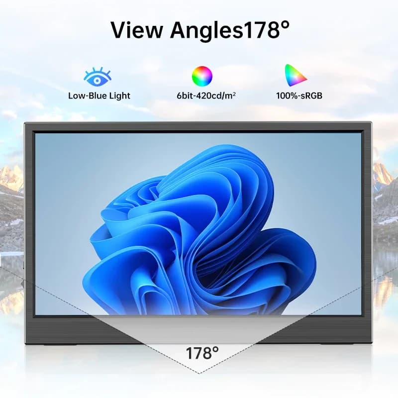 HGFRTEE Portable Monitor | 10.5" 1280P 420 Nits | Laptop, Mac, Xbox, PS5 Display - Thumbnail 3