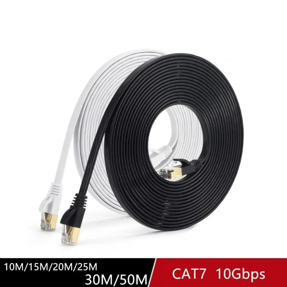 Ethernet Cable Cat7 Flat | RJ45 Network Patch Cord | Router Modem 10-30m - Thumbnail 2