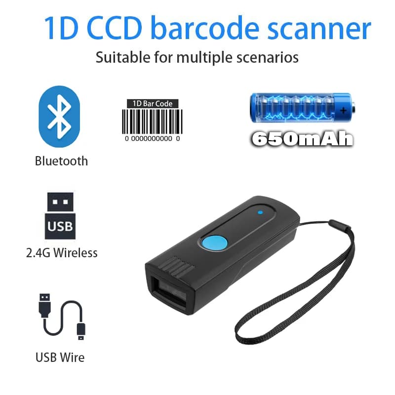 Mini Barcode Scanner | Wireless Bluetooth & Storage | iOS, Android, Windows Compatible - Thumbnail 6