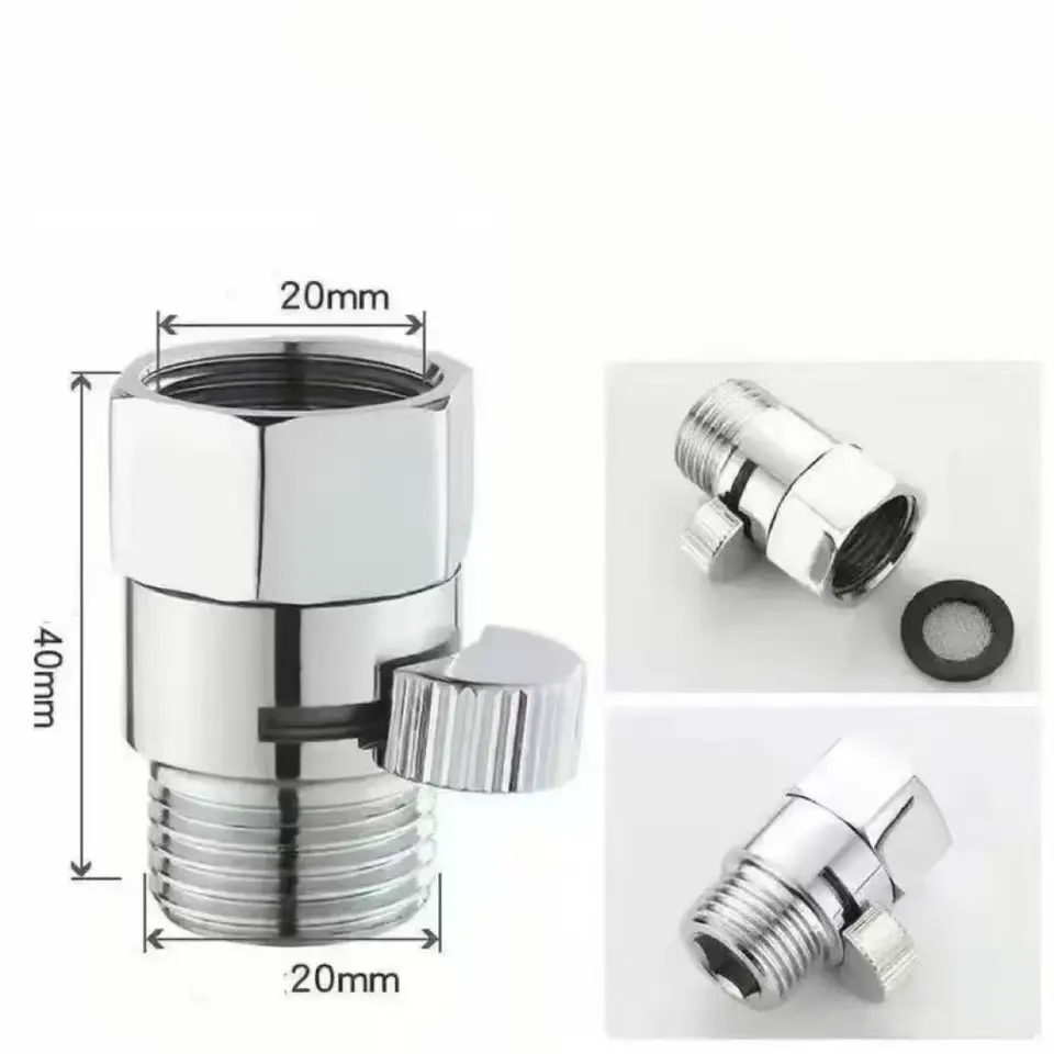 Brass Bathroom Shower Flow Control Valve | Straight Shut-off | Angle Tap Accessory - Thumbnail 3