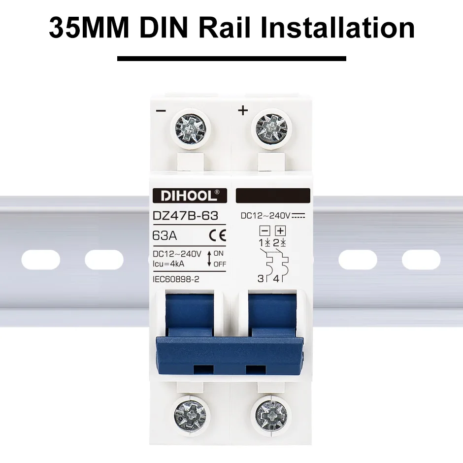 DIHOOL Miniature Circuit Breaker | 24-96V DC Overload Protection | 6A-100A Range - Thumbnail 7