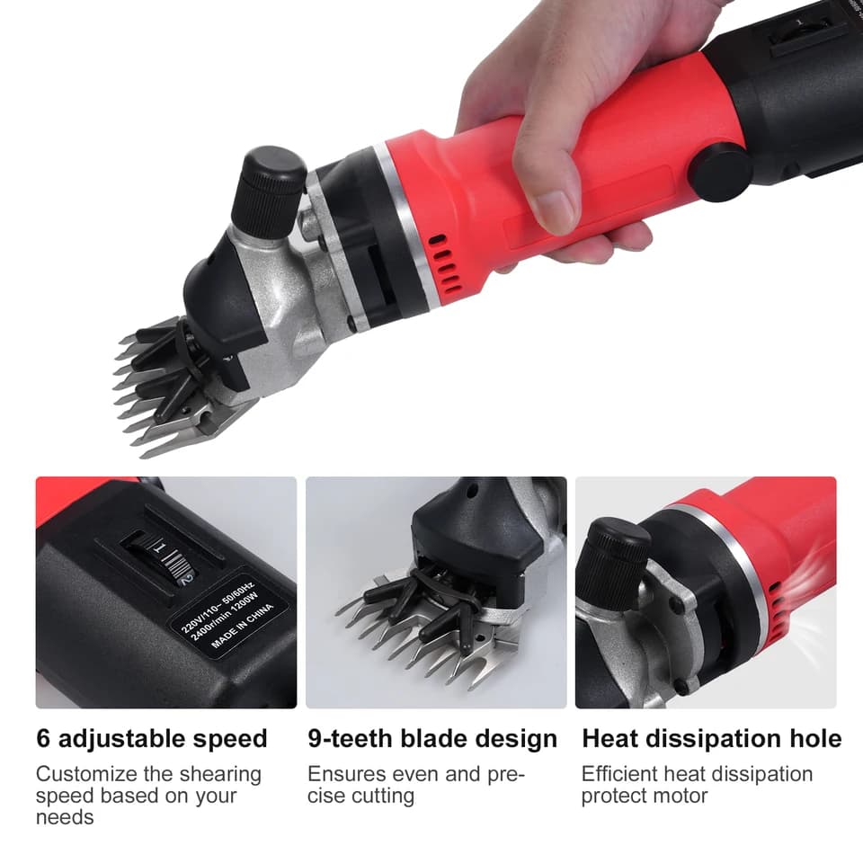 Sheep Shears | 1450W 6-Speed Motor | Heavy Duty Farm Clippers - Thumbnail 5