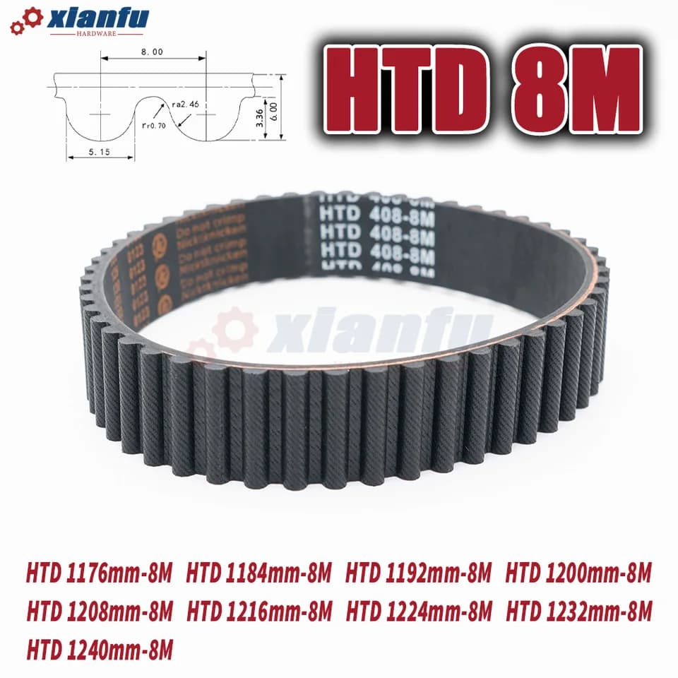 HTD 8M Timing Belt | 1176-1240mm Perimeter | CNC Transmission Drive - Thumbnail 6