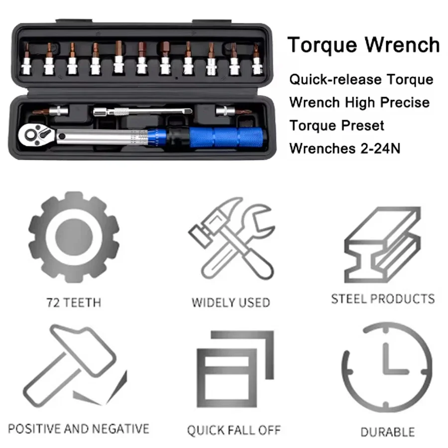 1/4" Torque Wrench | 2-24Nm Adjustable Precision | Quick-Release Repair Tool - Thumbnail 3