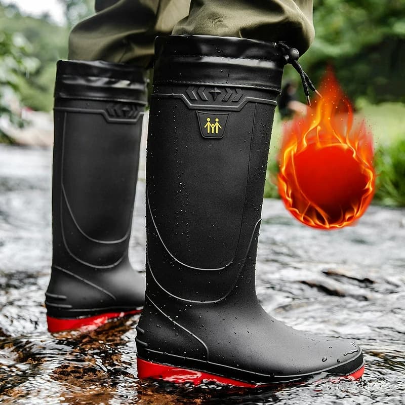 Men's Rain Boots | Waterproof Slip-On Work Boots | Non-Slip Fishing Shoes - Thumbnail 4