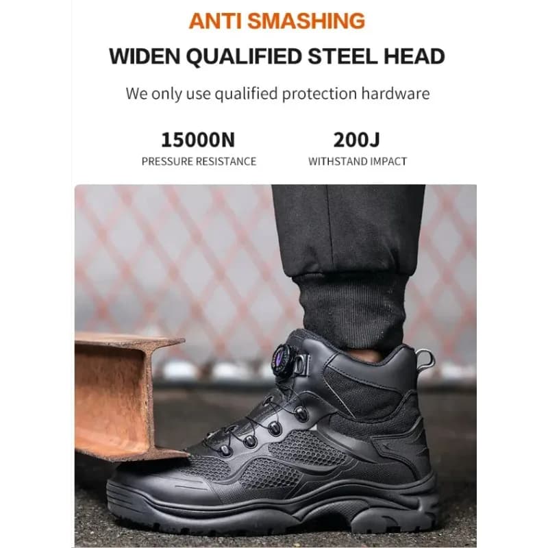 Safety Work Boots Men | Steel Toe Puncture-Proof | Breathable Rotary Buckle - Thumbnail 8