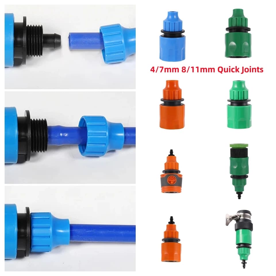 Garden Hose Tap Quick Connectors | 4/7mm 8/11mm Drip Irrigation Adapters | 5/10 Pcs - Thumbnail 3