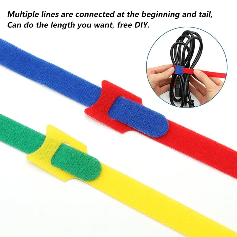 300mm Reusable Cable Ties | Nylon Hook & Loop | T-Type Wire Management - Thumbnail 5