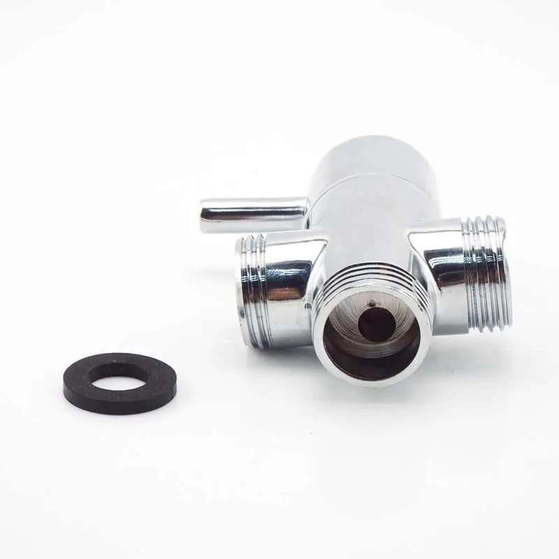 Toilet Siphon Diverter Valve G1/2" G3/4" | Chrome Plated T-Adapter | Shower & Bidet Connector - Thumbnail 4